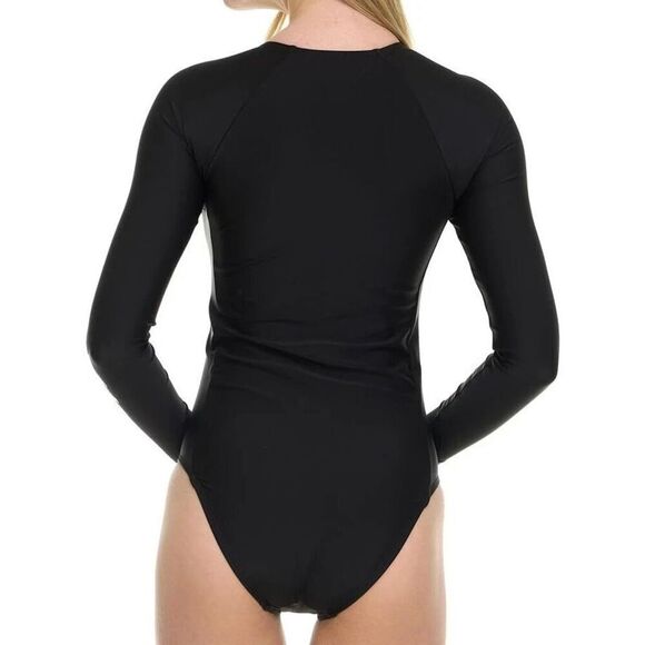 Hurley Women's Sz L Black L/S 1-Pc Front Zip Bodysuit/Swimsuit Surf Rashguard - Picture 6 of 6